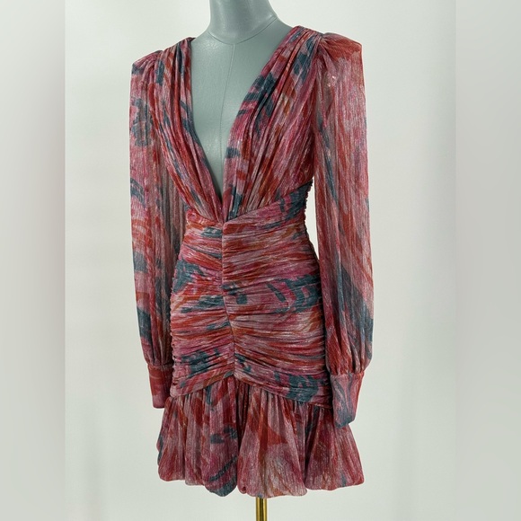 🆕 PATBO 🧿 NWOT Twist Metallic Ruched Mini Dress, Pink - Sz BR 36 US 4 - Picture 12 of 16
